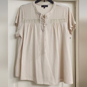 Fred David Cream Lace-Up Blouse